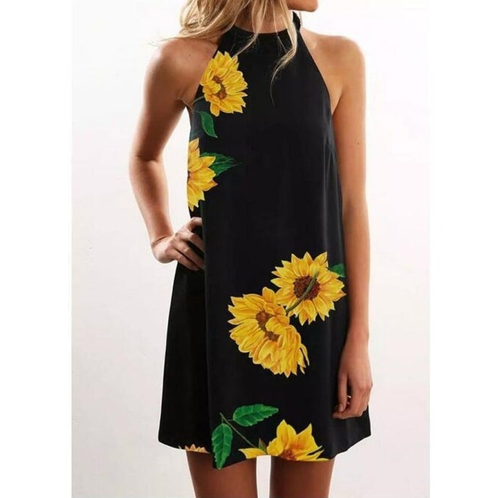 Womens Casual Sleeveless Floral Mini Dress Image 1