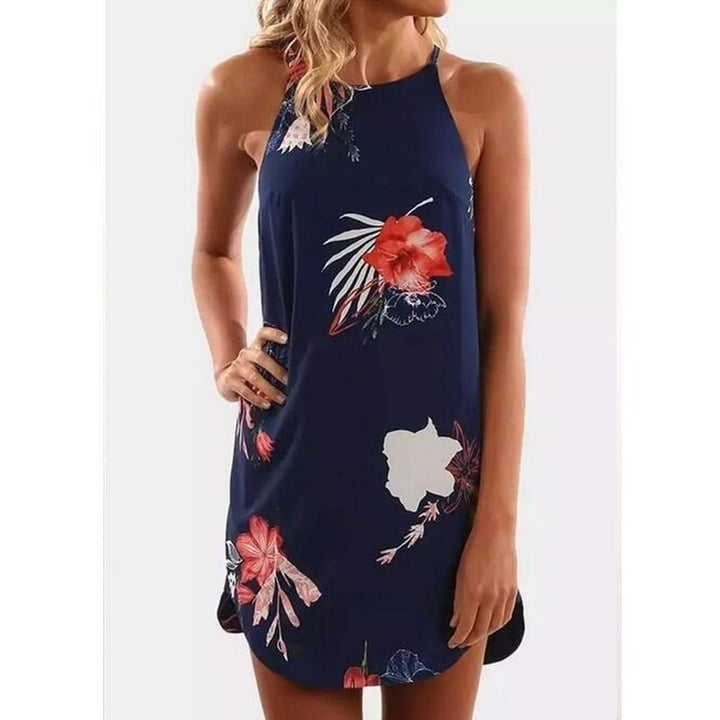 Womens Casual Sleeveless Floral Mini Dress Image 4