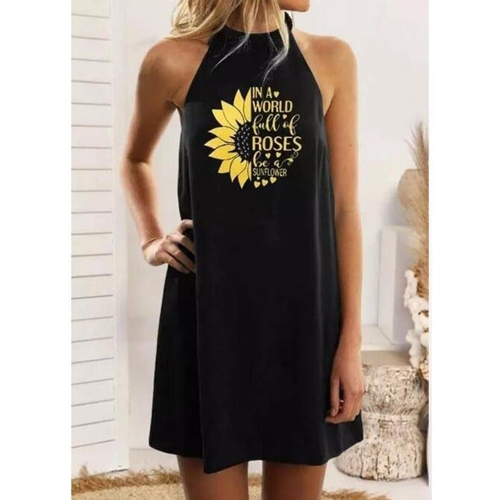 Womens Casual Sleeveless Floral Mini Dress Image 4