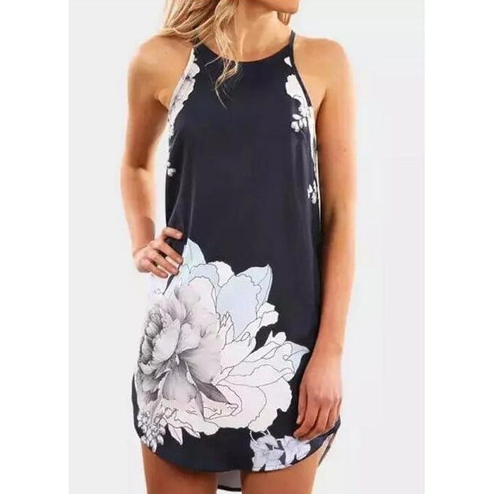 Womens Casual Sleeveless Floral Mini Dress Image 6