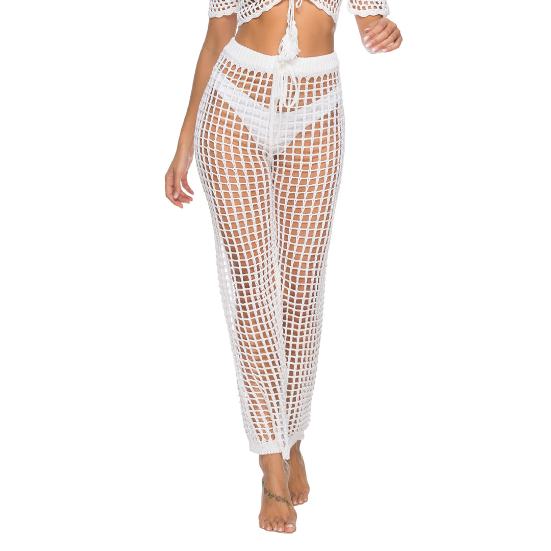 Womens Crochet Net Hollow Out Beach Pants Sexy Swimsuit Cover Up Pants Image 2