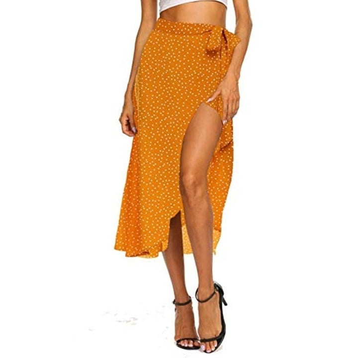 Womens Boho Leopard Skirt High Low Split Summer Beach Midi Wrap Skirts Image 10