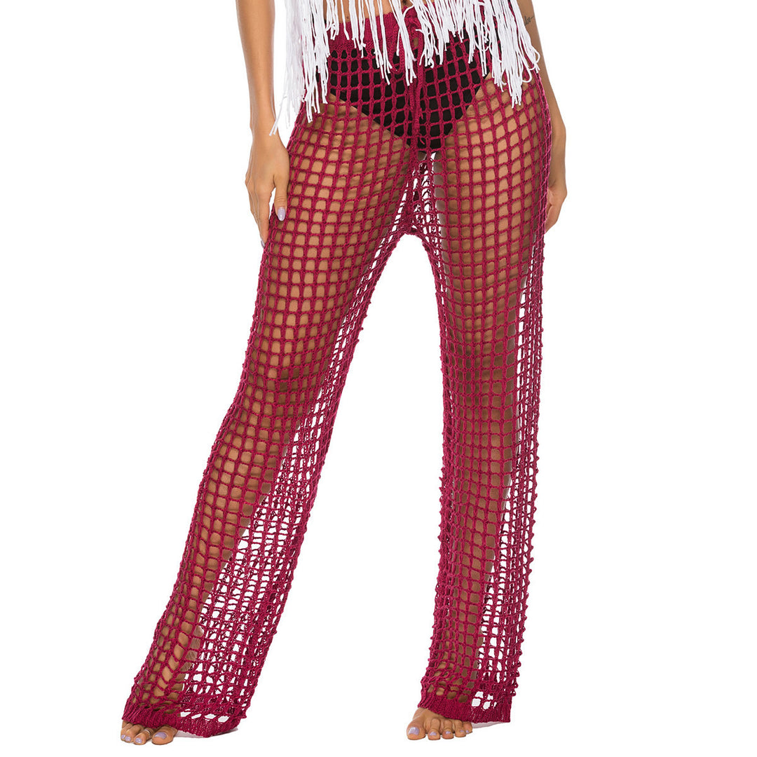 Womens Crochet Net Hollow Out Beach Pants Sexy Swimsuit Cover Up Pants Image 7