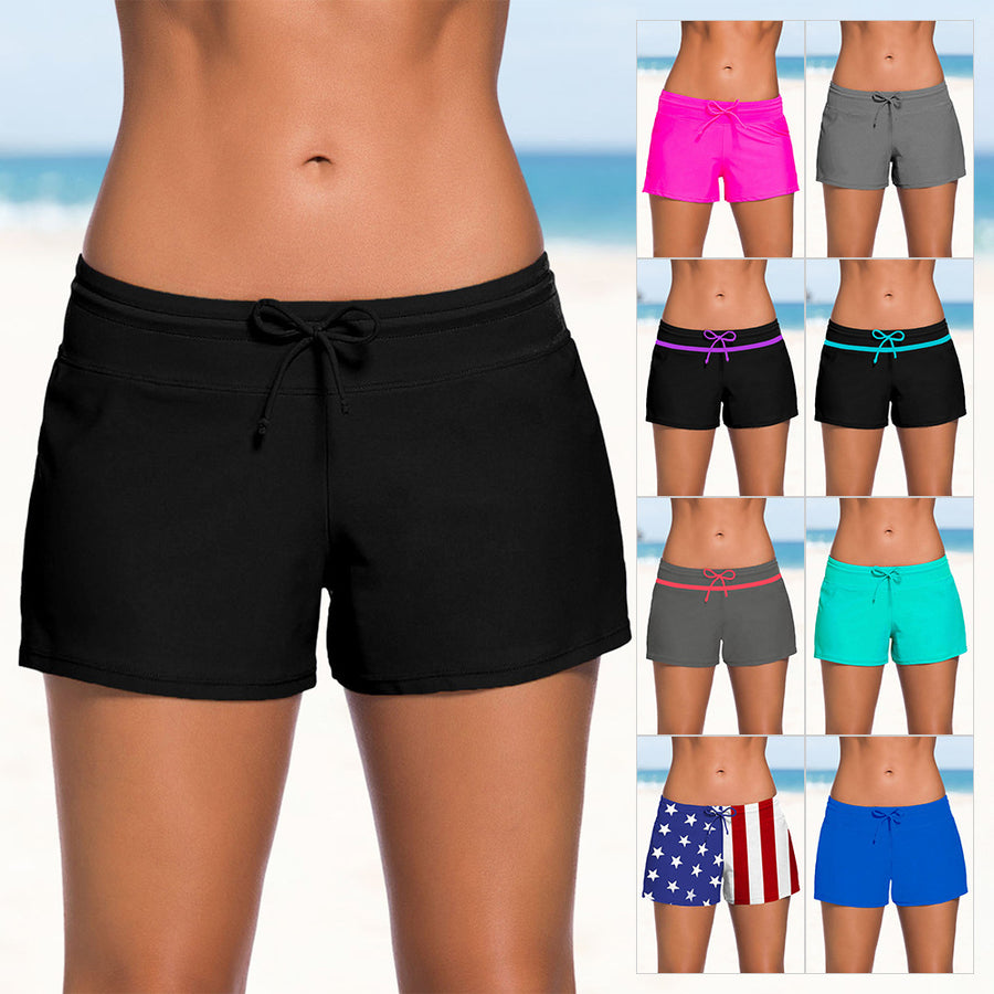 Womens Side Split Waistband Swim Shorts with Panty Plus Size S - 3XL Image 1