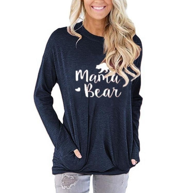 Casual Loose Fit Pocket Shirt for Women Cute Mama Bear and Printed Tunic Tops Image 9