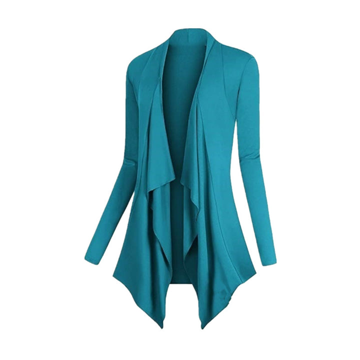 Womens Drape Front Open Cardigan Long Sleeve Irregular Hem Image 7