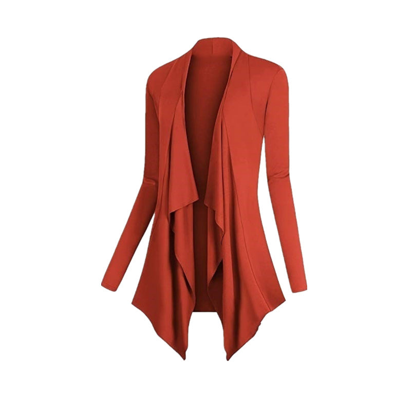 Womens Drape Front Open Cardigan Long Sleeve Irregular Hem Image 9