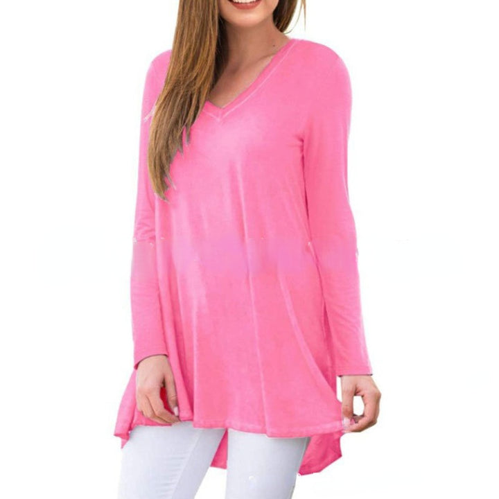 Womens Fall Long Sleeve Tunic Tops for Leggings V-Neck Casual Blouse T-Shirt Image 1