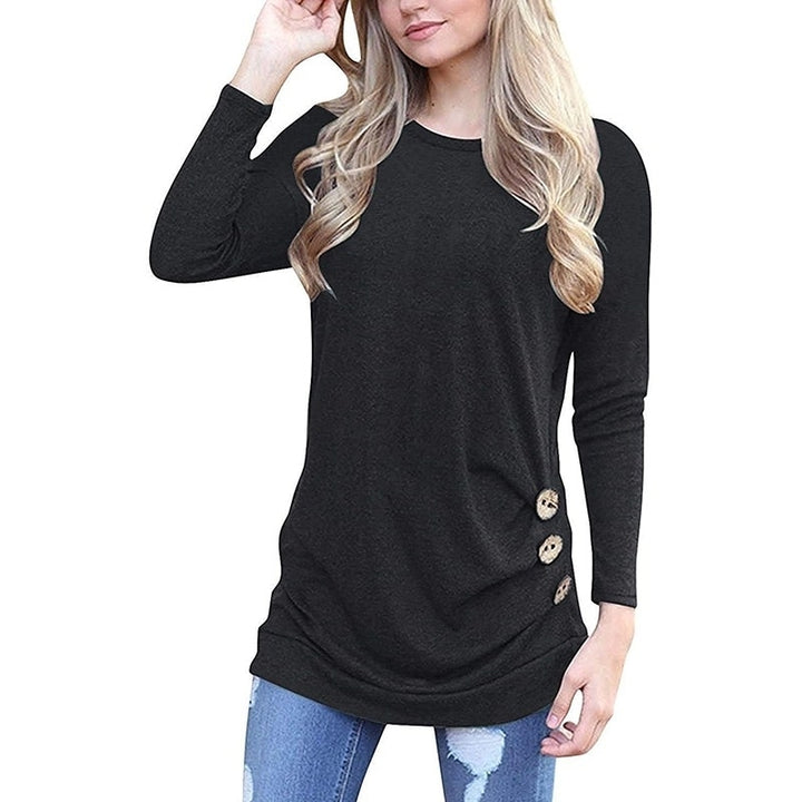 Womens Casual Long Sleeve Tunic Tops Fall Tshirt Blouses Image 1