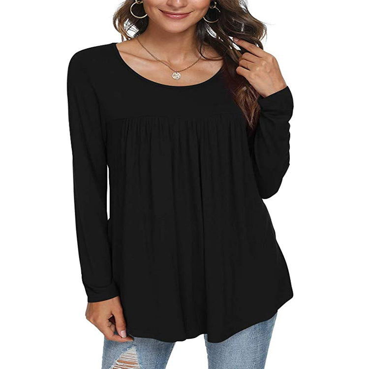 Womens Fall Casual Short Sleeve Tops Lightweight Loose Image 2