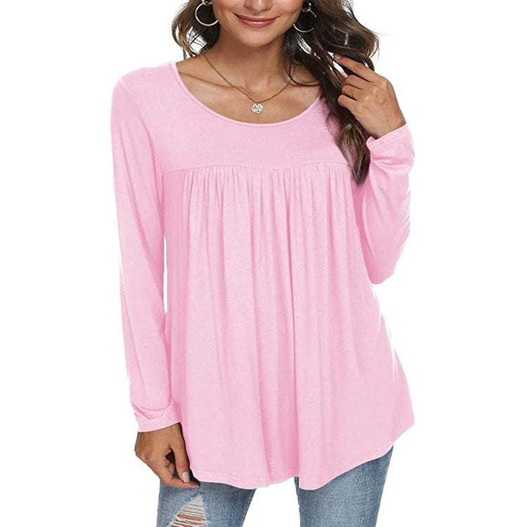 Womens Fall Casual Short Sleeve Tops Lightweight Loose Image 4