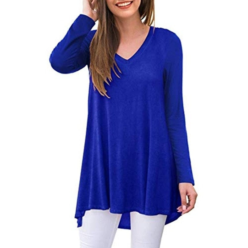 Womens Fall Long Sleeve Tunic Tops for Leggings V-Neck Casual Blouse T-Shirt Image 7