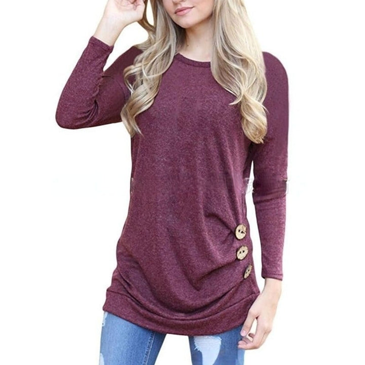 Womens Casual Long Sleeve Tunic Tops Fall Tshirt Blouses Image 7