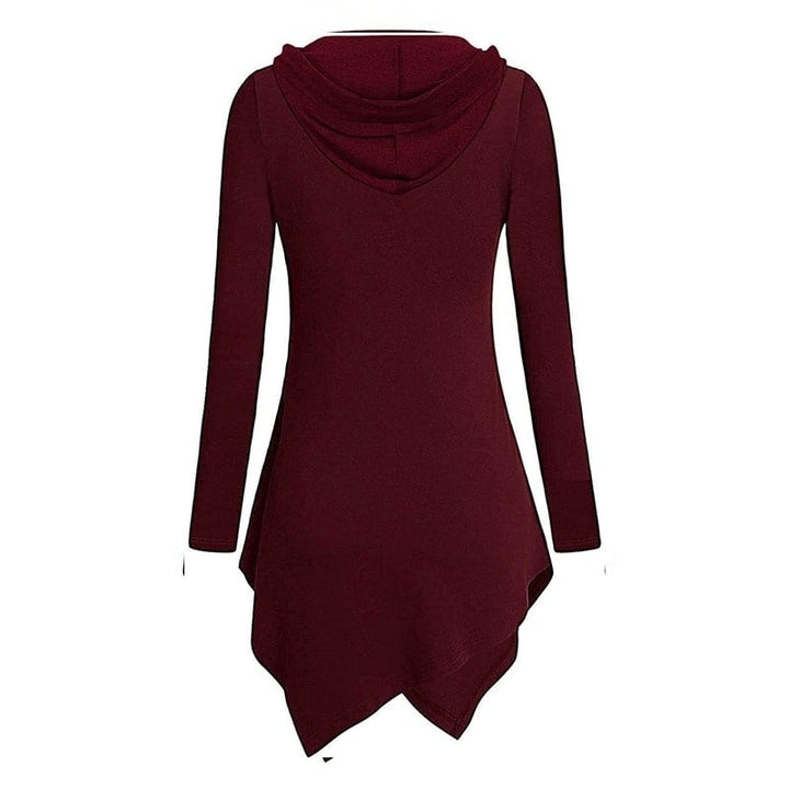 Uneven Hemline Hoody Shirt Pocket Tunic Long Sleeve Casual Tops Image 11