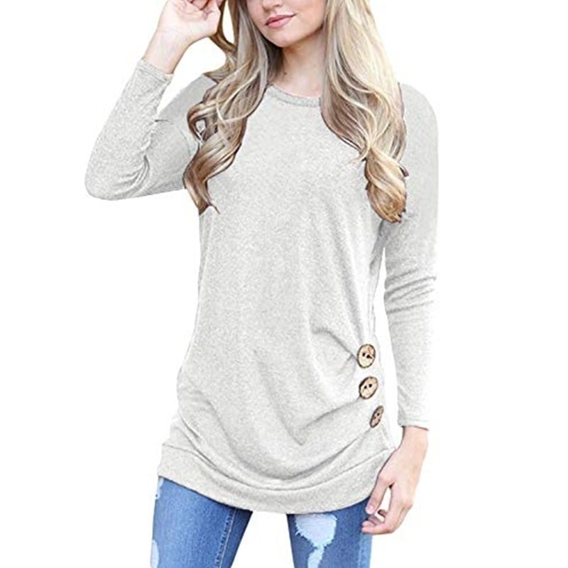 Womens Casual Long Sleeve Tunic Tops Fall Tshirt Blouses Image 8