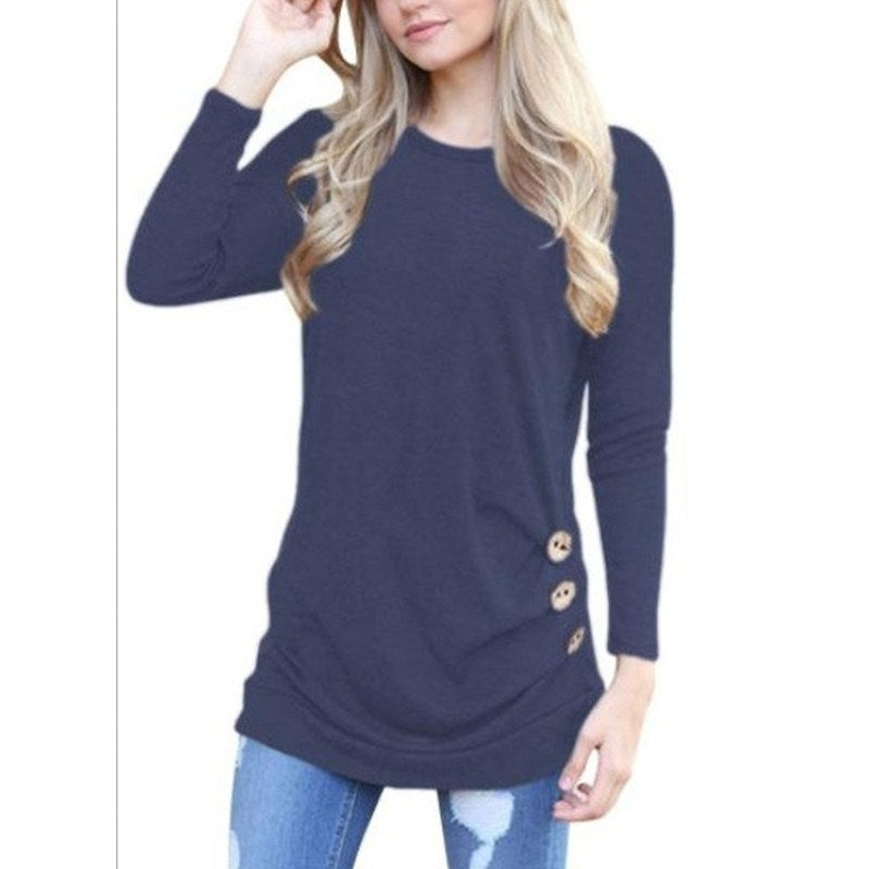 Womens Casual Long Sleeve Tunic Tops Fall Tshirt Blouses Image 9