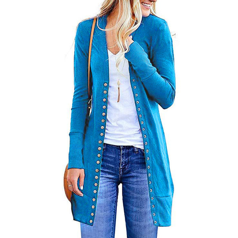 Womens Long Sleeve Cardigans Lightweight Ribbed Neckline Soft Knit Image 10