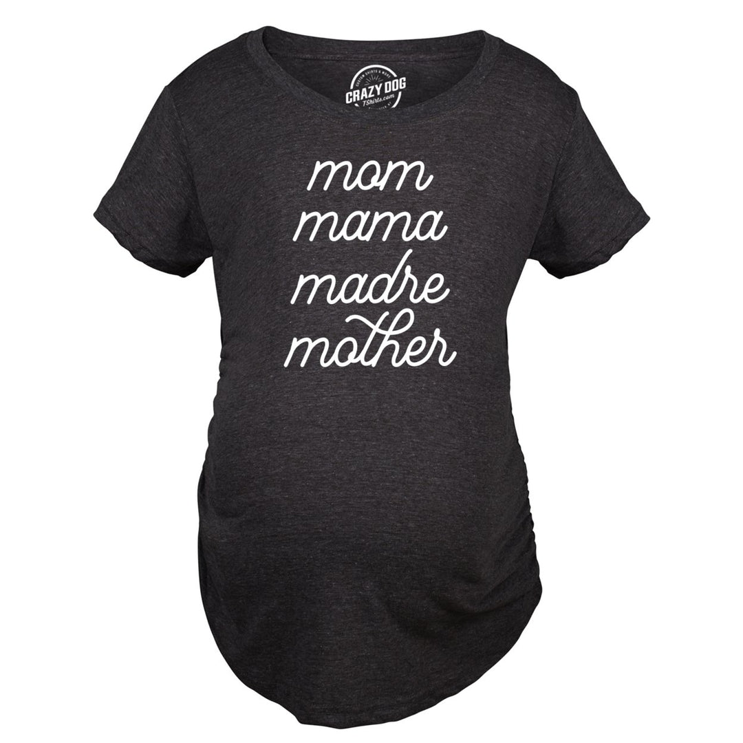 Maternity Mom Mama Madre Mother Tshirt Cute Mothers Day Different Moms Spellings Novelty Graphic Tee for Mother To Be Image 1