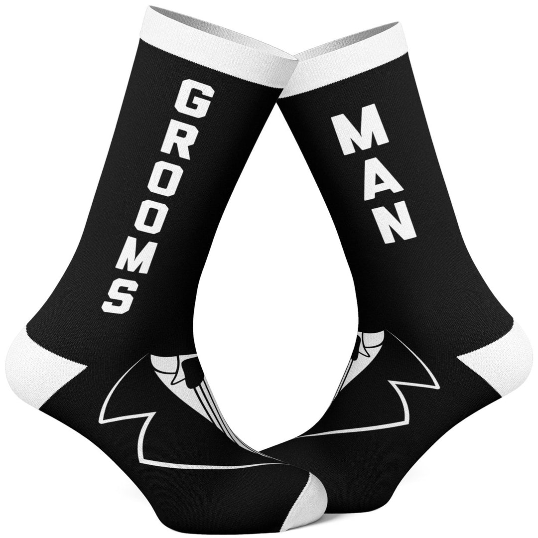 Mens Grooms Man Socks Funny Wedding Groomsmen Tuxedo Footwear Image 1