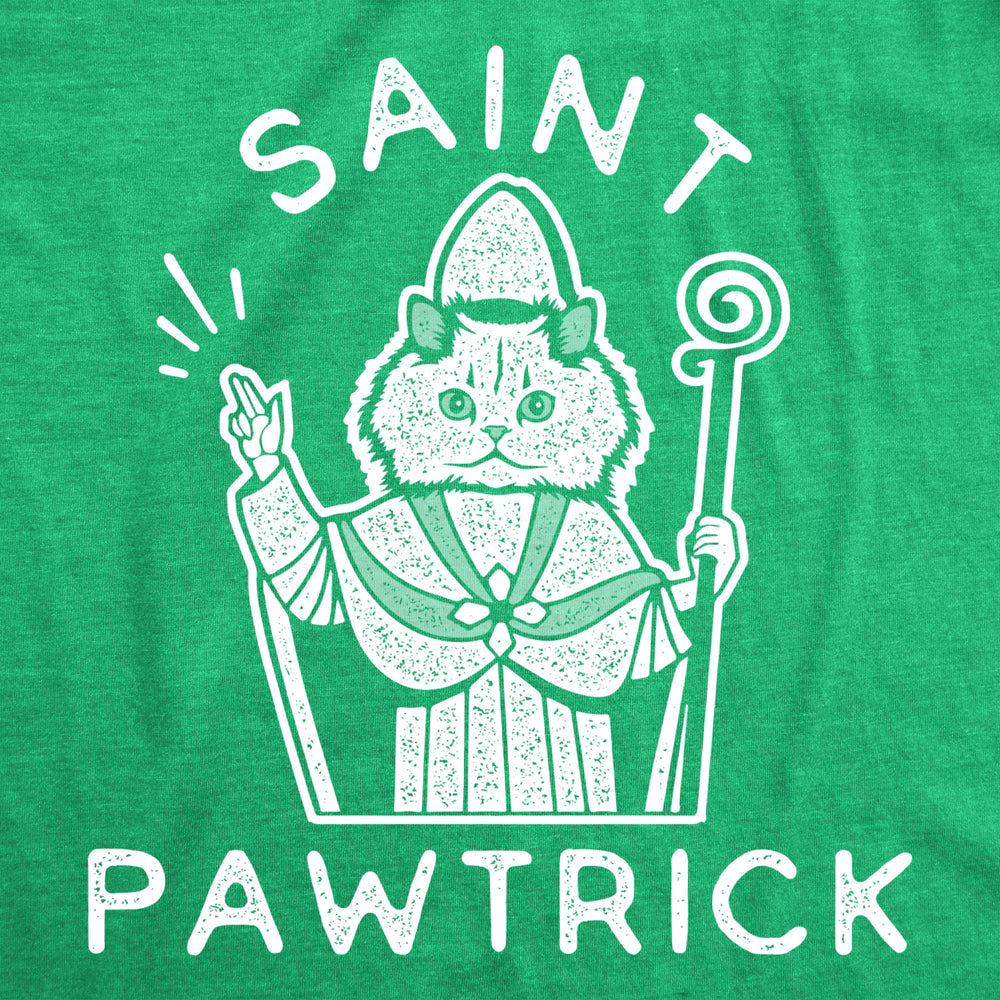 Mens Saint Pawtrick Tshirt Funny St. Paddys Day Parade Cat Graphic Novelty Tee For Guys Image 2