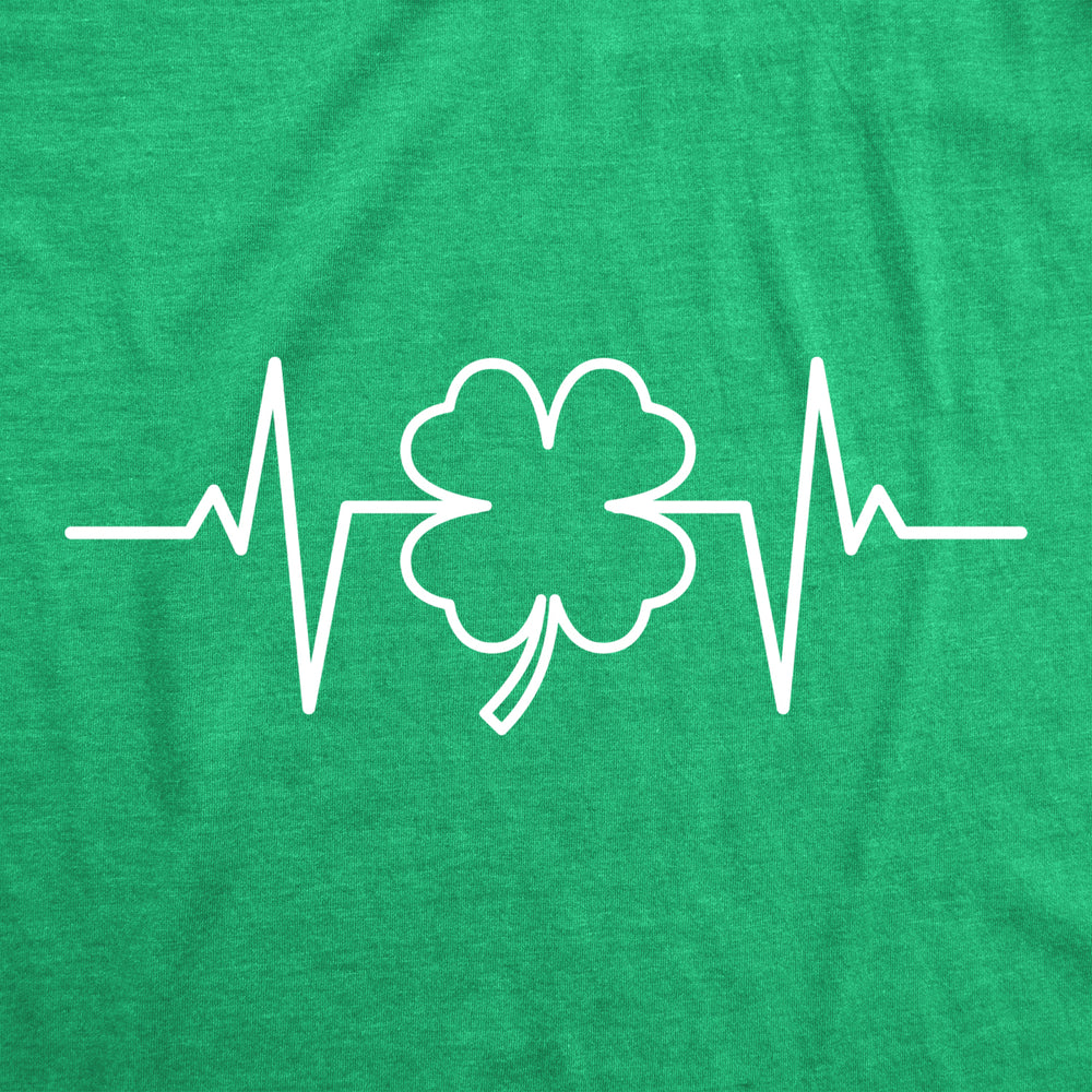 Mens Saint Patricks Heart Beat Tshirt Funny Pulse Monitor Line Clover St. Paddys Day Parade Novelty Tee For Guys Image 2