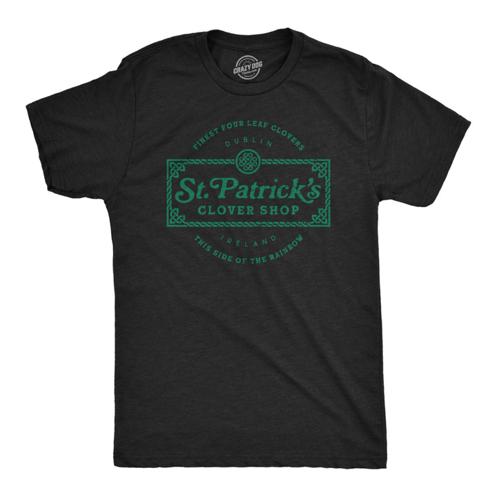 Mens St. Patricks Clover Shop Tshirt Funny Saint Paddys Day Parade Graphic Novelty Tee For Guys Image 1