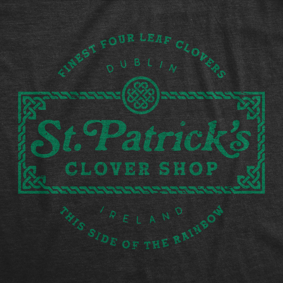 Womens St. Patricks Clover Shop Tshirt Funny Saint Paddys Day Parade Graphic Novelty Tee For Ladies Image 2