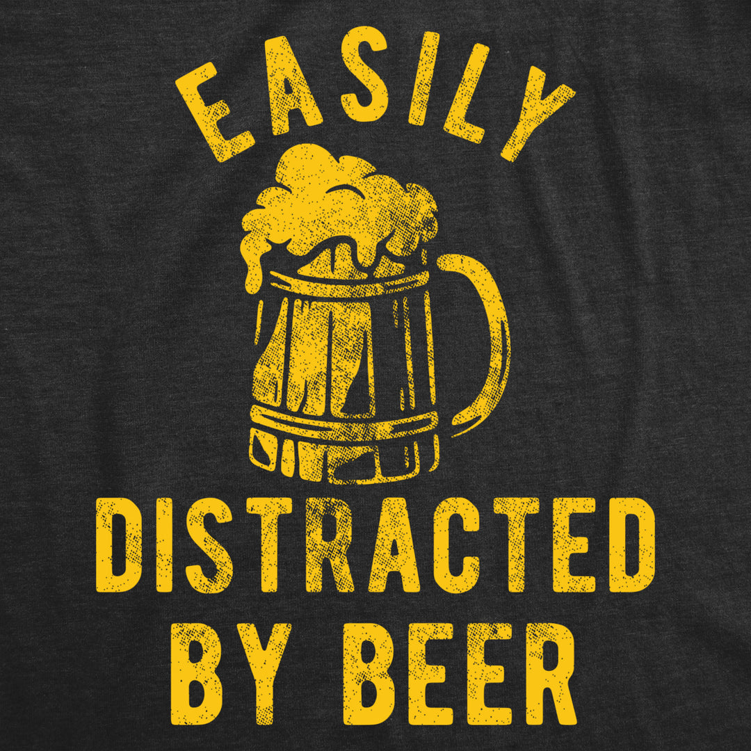 Mens Easily Distracted By Beer Tshirt Funny Drinking Graphic Novelty Tee For Guys Image 2