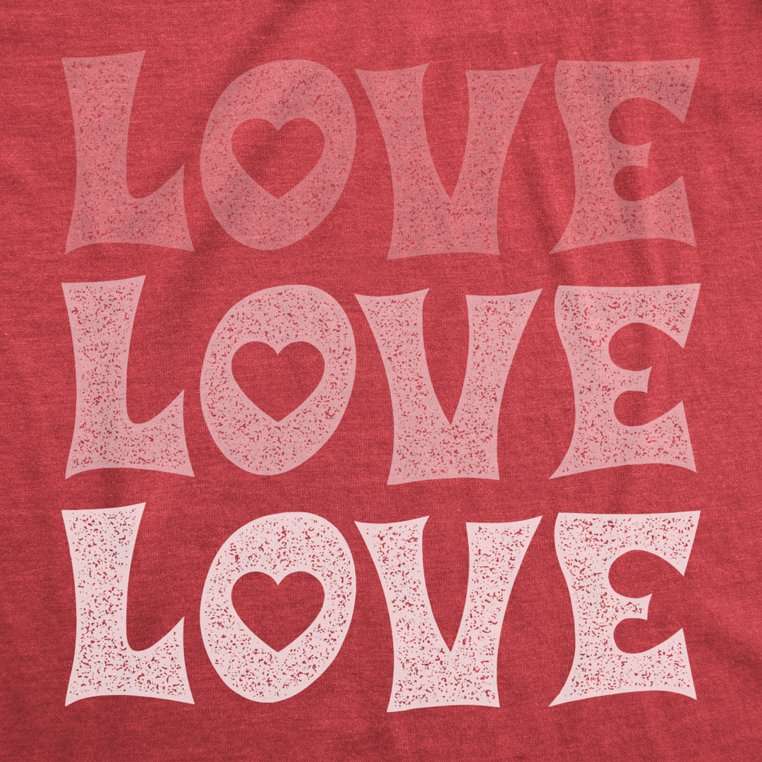 Womens Love Love Love Tshirt Cute Hearts Valentines Day Graphic Novelty Tee For Ladies Image 2