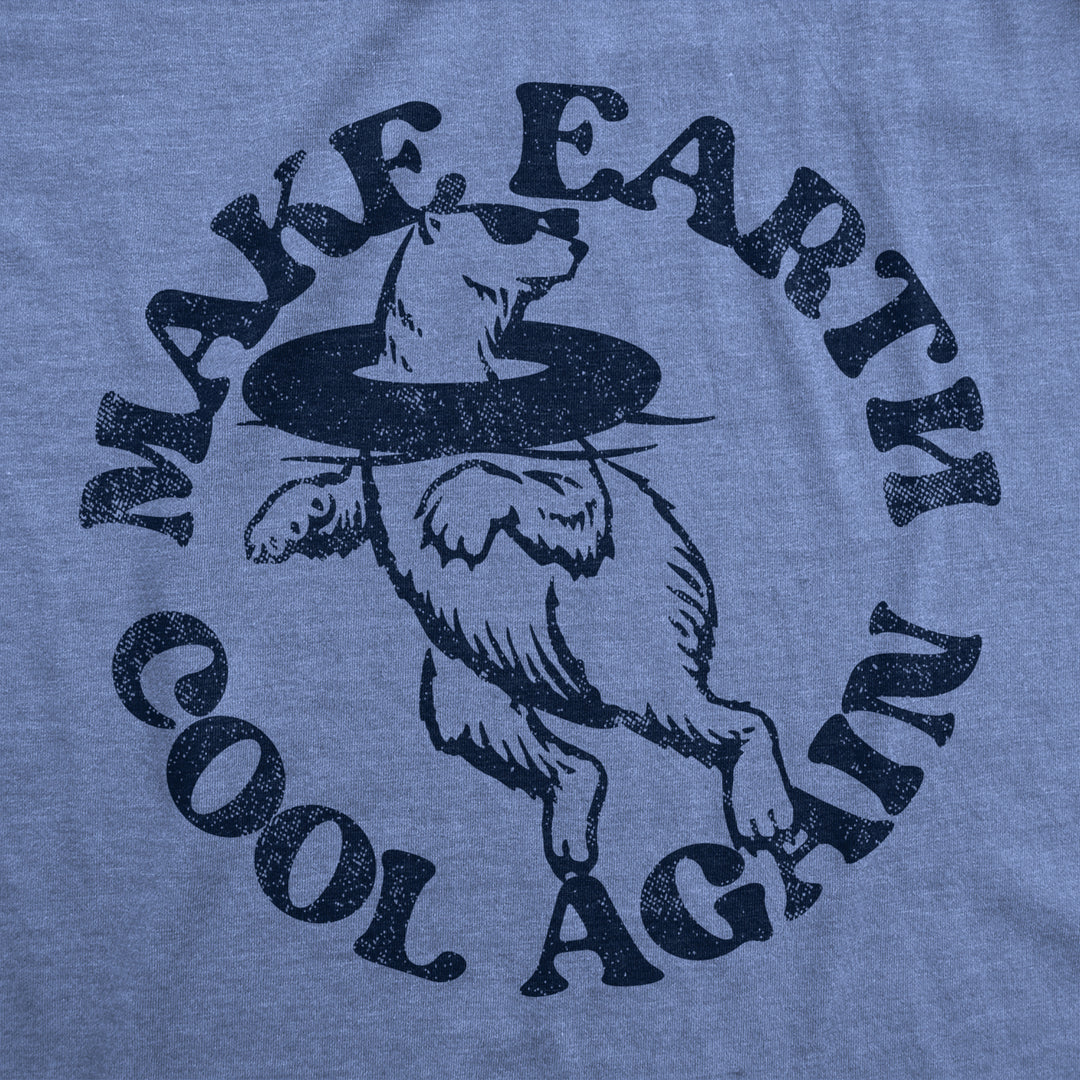 Mens Make Earth Cool Again Tshirt Funny Polar Bear Inner Tube Relaxing Graphic Novelty Tee For Guys Image 2