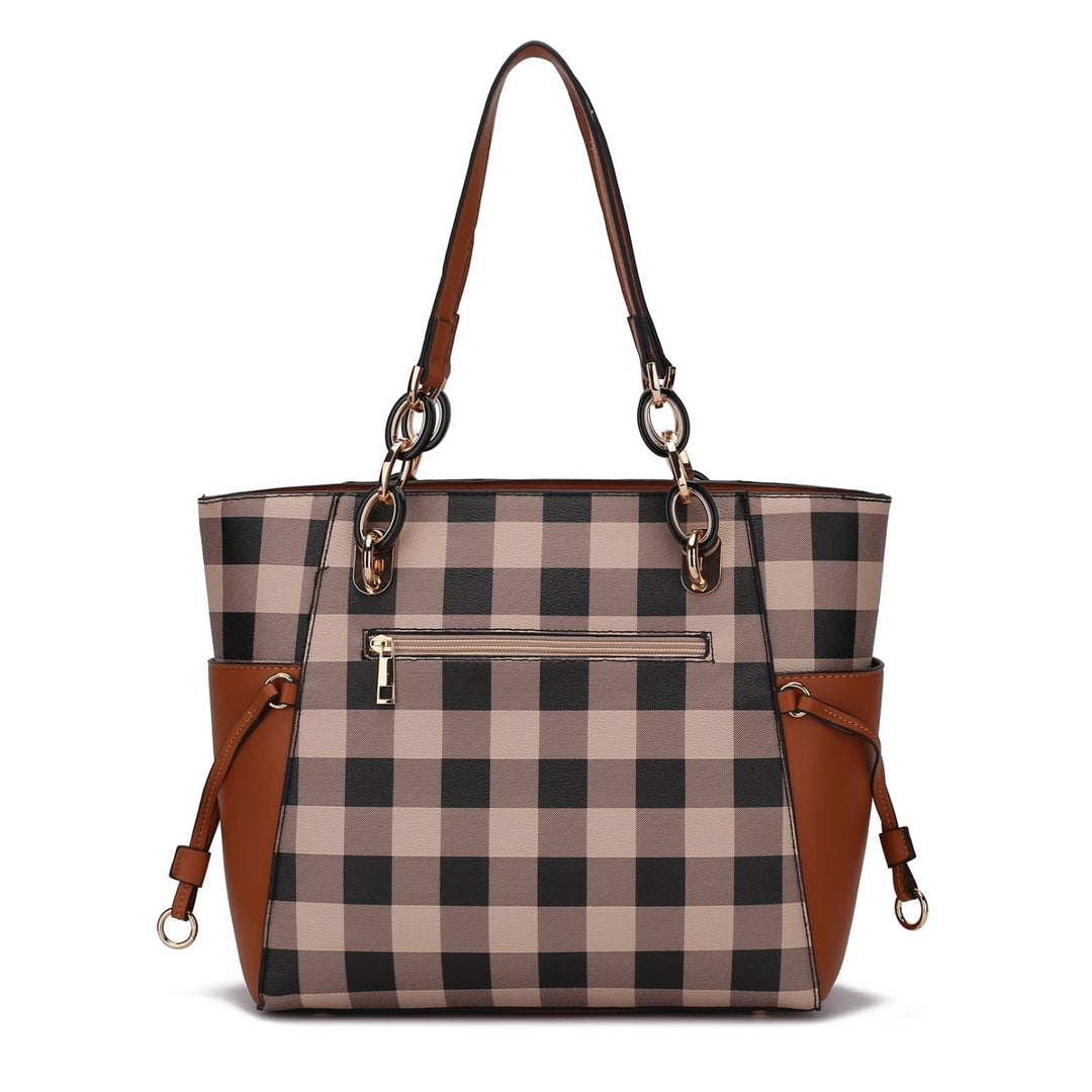 MKF Collection Yale Checkered Multi-Functional Tote Bag with Wallet Shoulder Bag Vegan Leather Handbag Purse by Mia K. Image 10