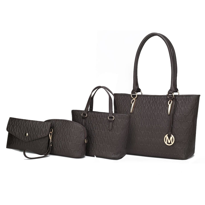 MKF Collection Edelyn embossed Multi-Functional Shoulder Bag M Signature 4 PCS Tote Handbag Set Image 4