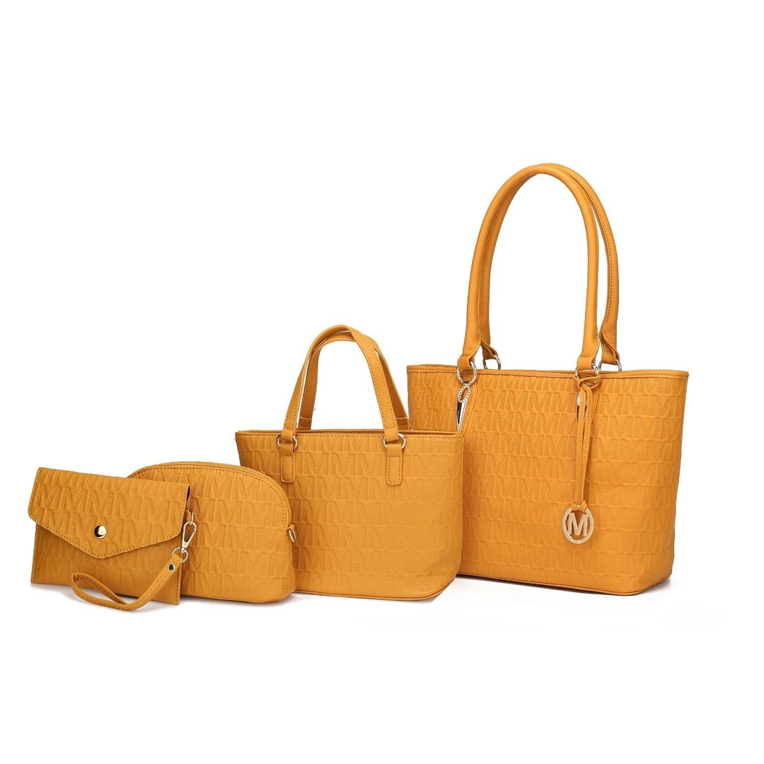 MKF Collection Edelyn embossed Multi-Functional Shoulder Bag M Signature 4 PCS Tote Handbag Set Image 6