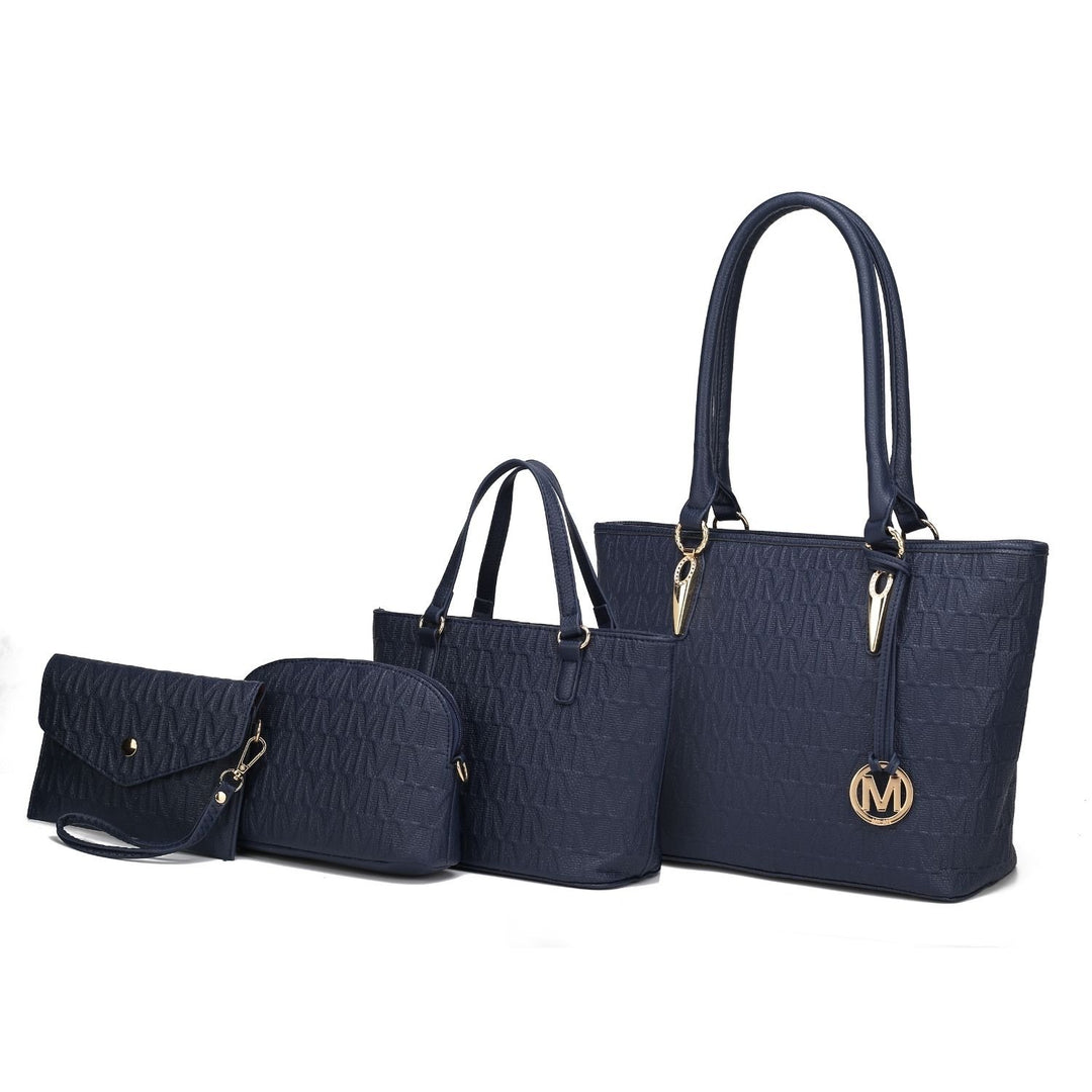 MKF Collection Edelyn embossed Multi-Functional Shoulder Bag M Signature 4 PCS Tote Handbag Set Image 7