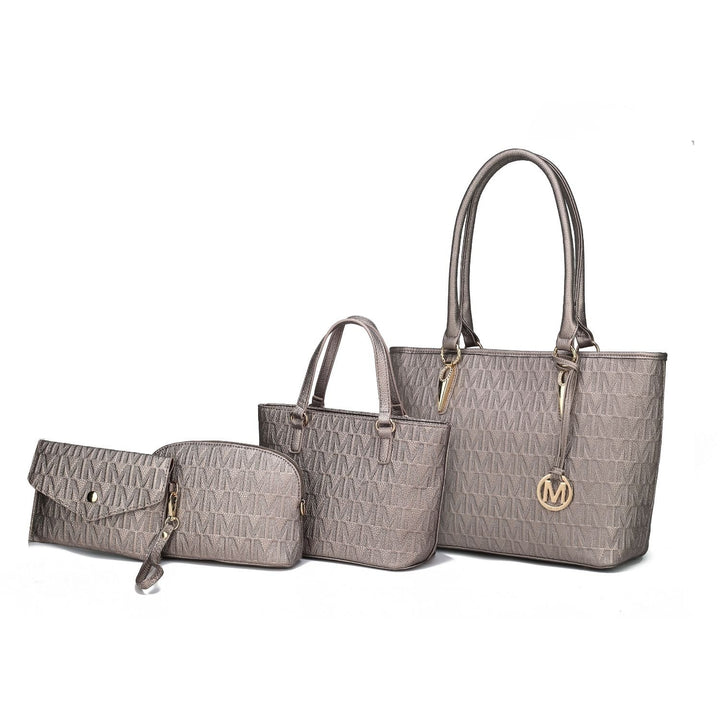 MKF Collection Edelyn embossed Multi-Functional Shoulder Bag M Signature 4 PCS Tote Handbag Set Image 8