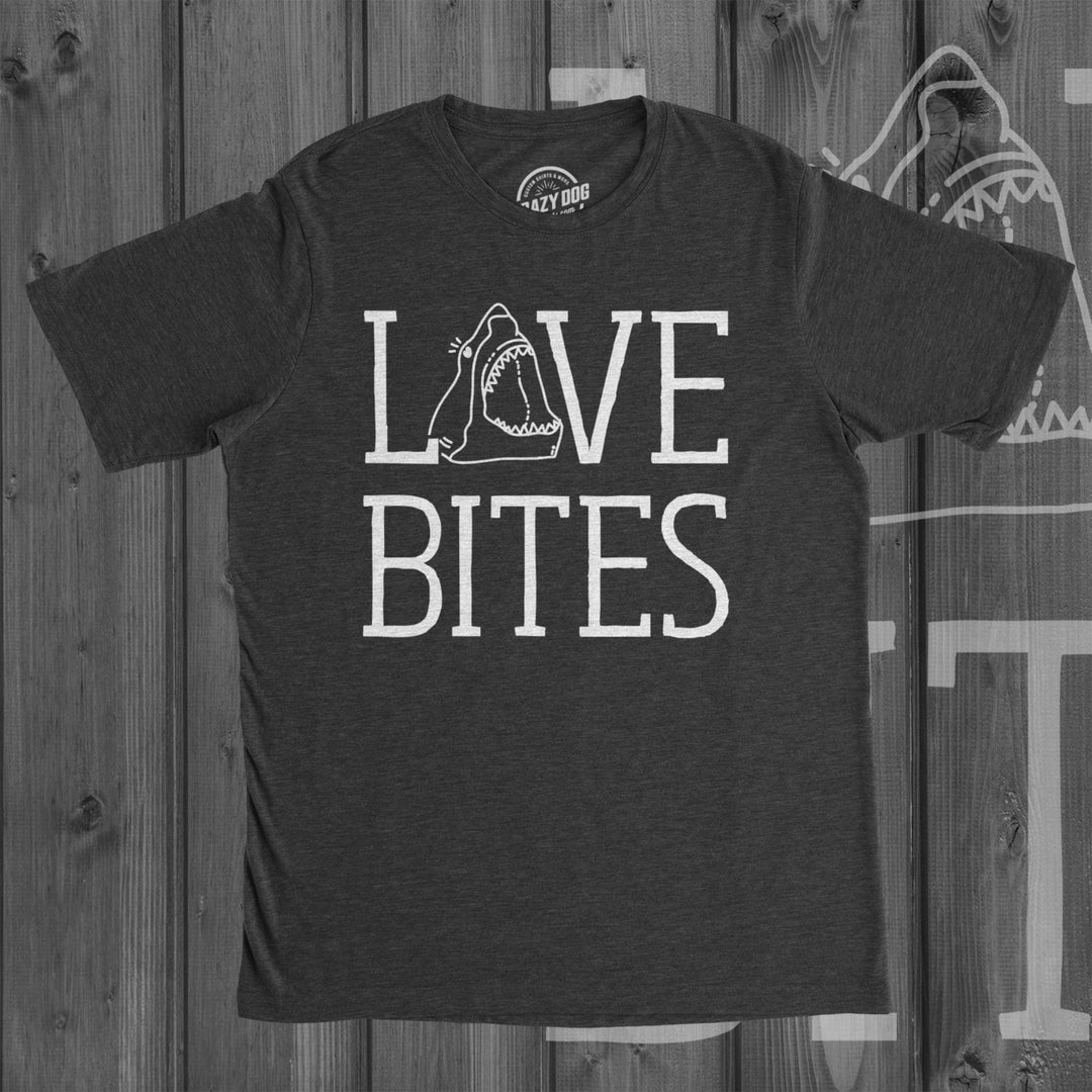 Mens Love Bites Funny Shark Dating Relationship Valentines Day T shirt Image 4