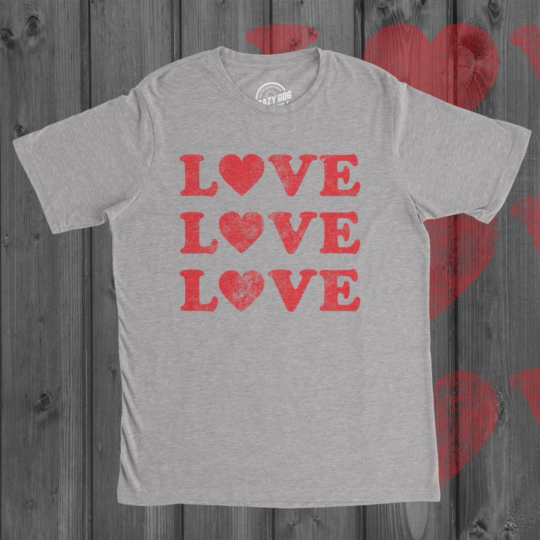 Mens Love Love Love Hearts Tshirt Cute Valentines Day Tee Image 4