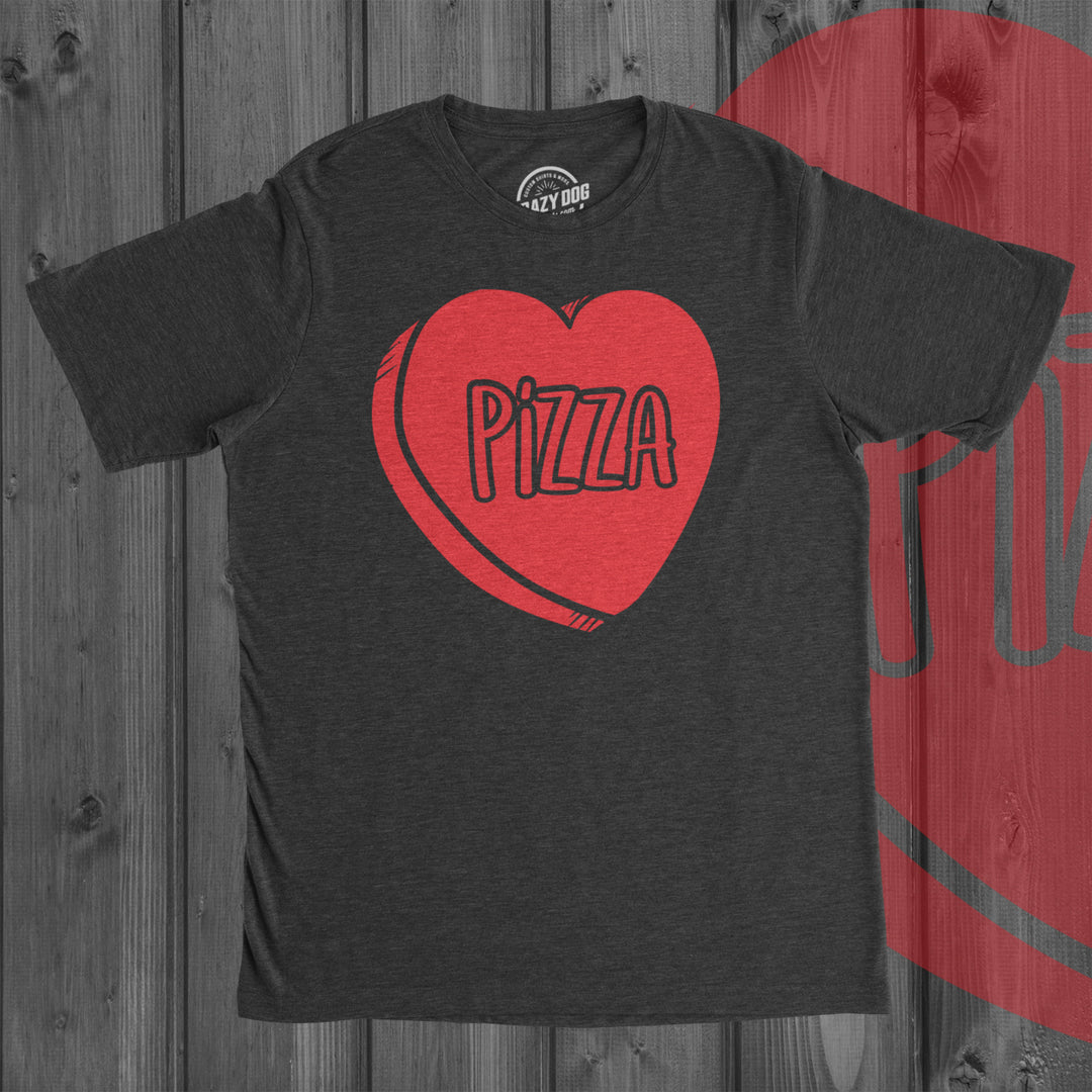 Mens Pizza Candy Heart Funny Pizza Lovers Valentines Day Relationship T shirt Image 4