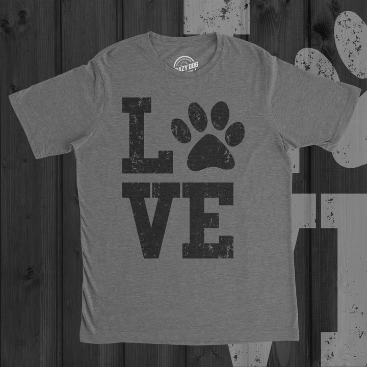 Mens Love Paw Tshirt Cute Adorable Dog Lover Pet Tee For Guys Image 2