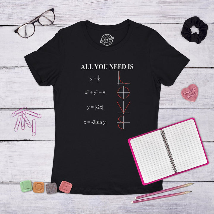 Womens All You Need Is Love Equation Tshirt Funny Nerdy Math Tee Image 4