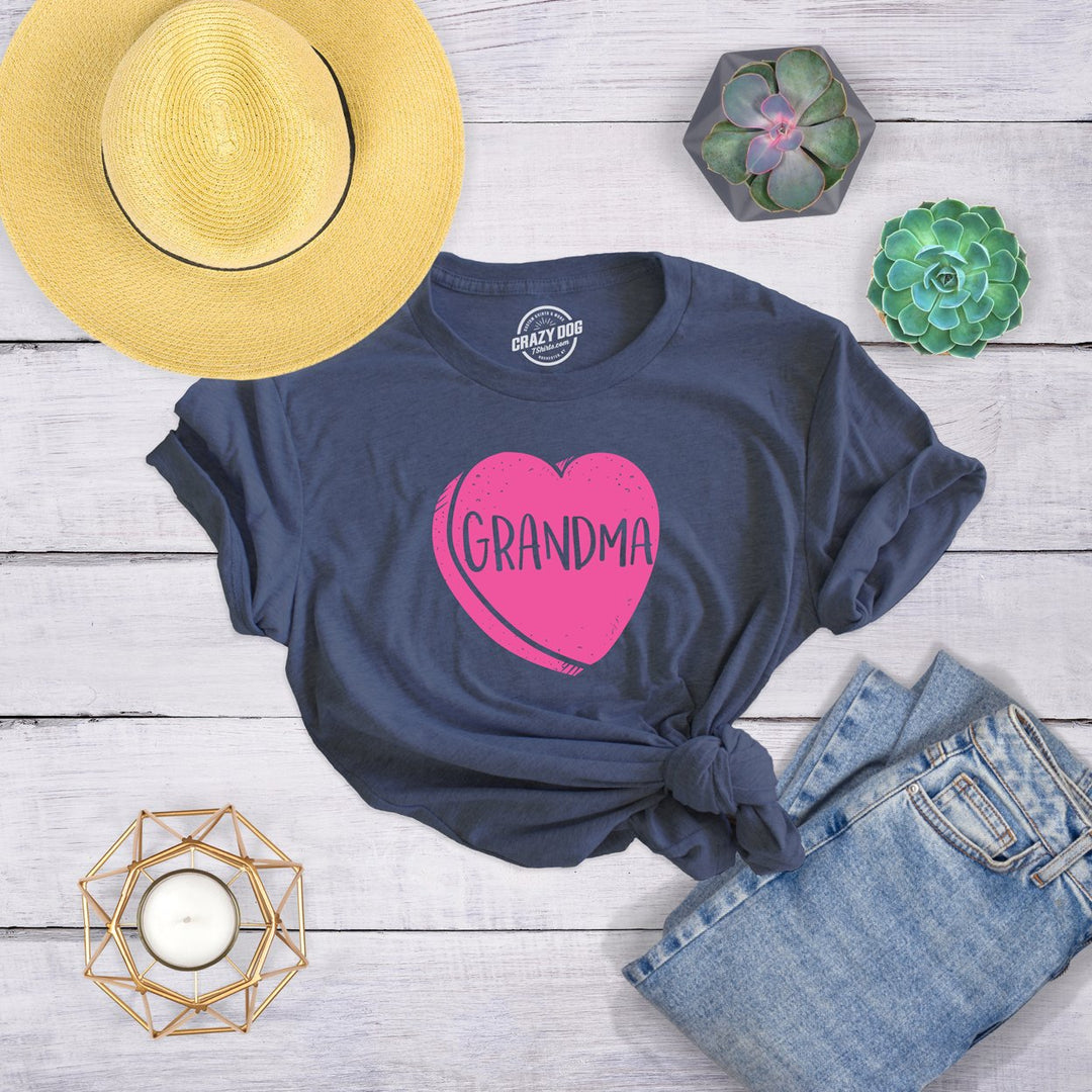 Womens Grandma Candy Heart Funny Family Relationship Valentines Day T shirt Image 4