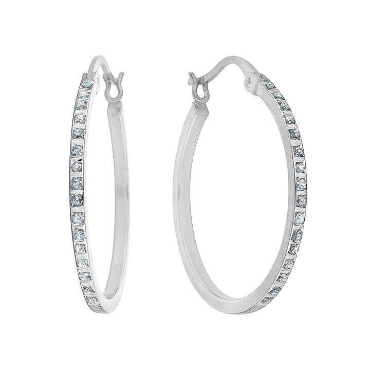 Three Pairs Diamond Accent Hoop Earrings Set in Sterling Silver Image 2