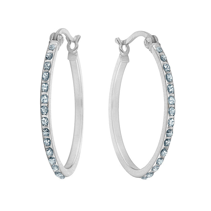 Three Pairs Diamond Accent Hoop Earrings Set in Sterling Silver Image 3