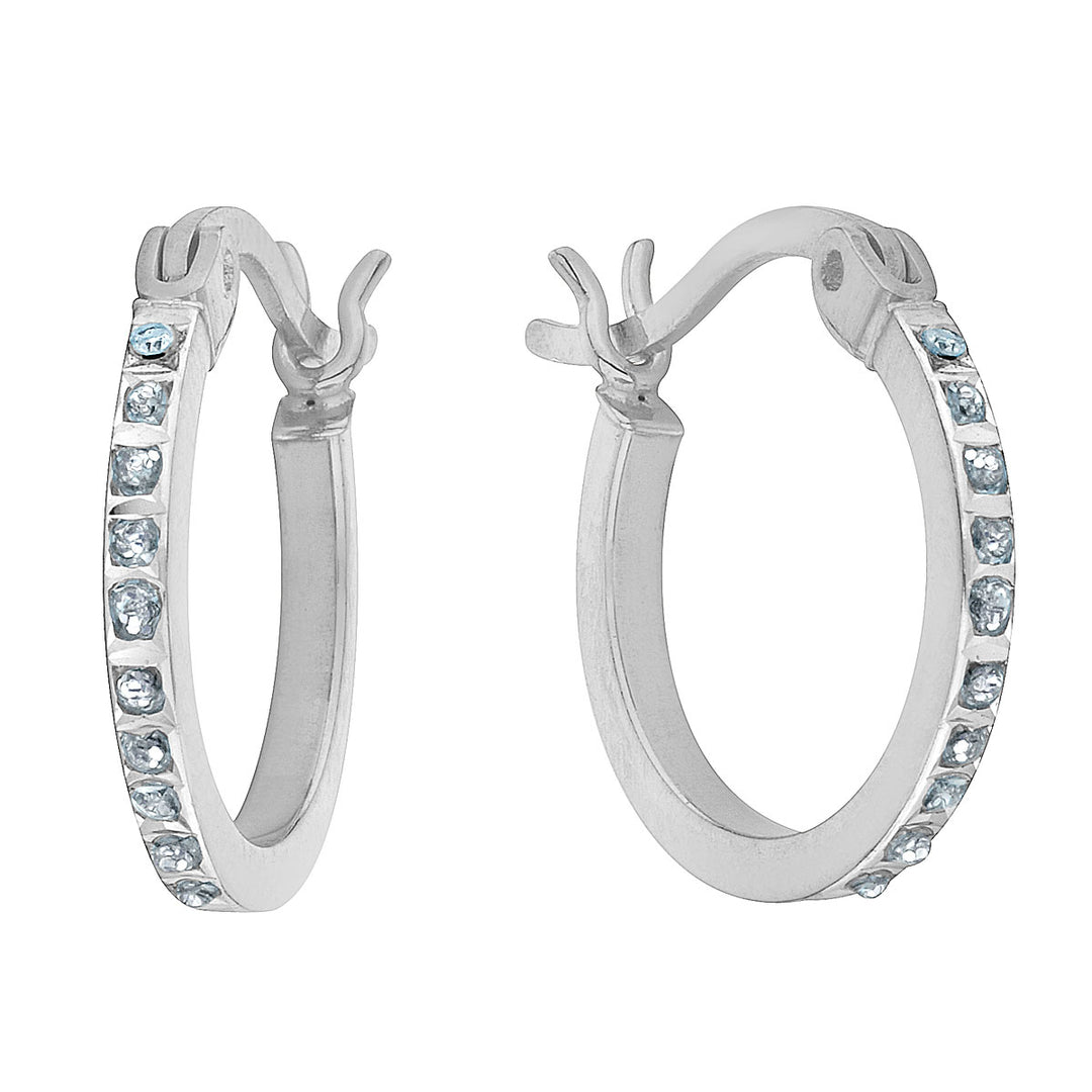 Three Pairs Diamond Accent Hoop Earrings Set in Sterling Silver Image 4