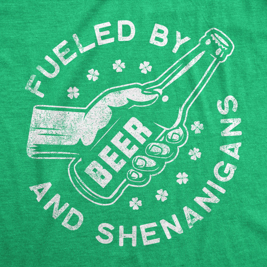 Mens Fueled By Beer And Shenanigans Tshirt Funny Saint Patricks Day Parade Drinking Graphic Novelty Tee For Guys Image 2