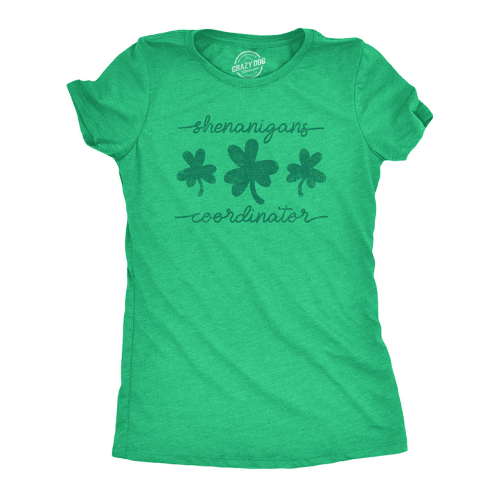 Womens Shenanigans Coordinator Tshirt Funny Saint Patricks Day Parade Graphic Novelty Tee For Ladies Image 1