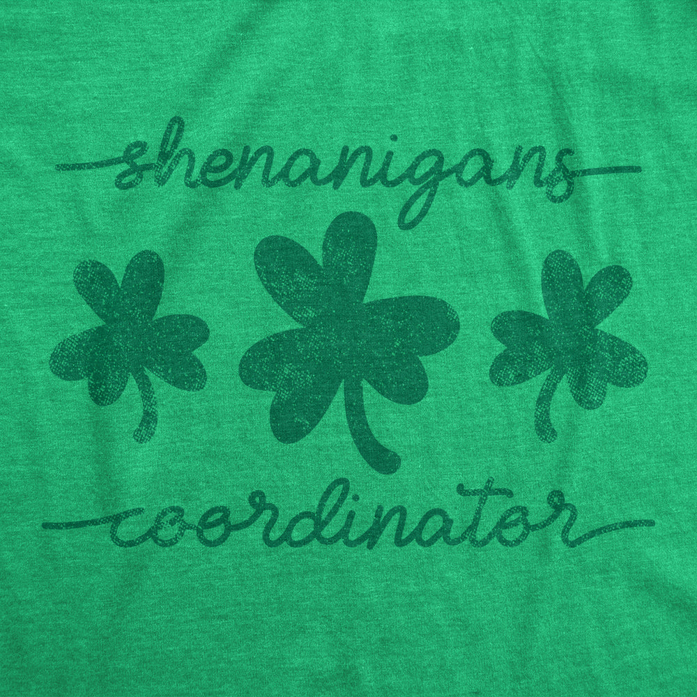 Womens Shenanigans Coordinator Tshirt Funny Saint Patricks Day Parade Graphic Novelty Tee For Ladies Image 2