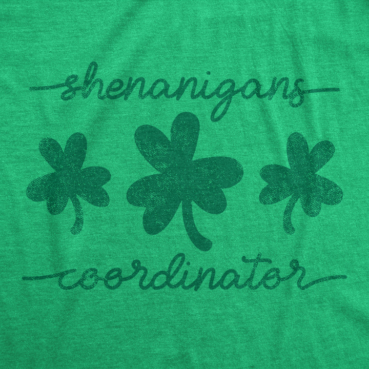 Womens Shenanigans Coordinator Tshirt Funny Saint Patricks Day Parade Graphic Novelty Tee For Ladies Image 2