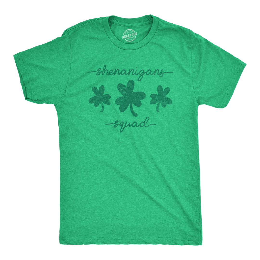 Mens Shenanigans Squad T shirt Funny St Patricks Day Parade Graphic Novelty Tee For Guys Image 1