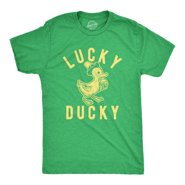 Mens Lucky Ducky Tshirt Funny Saint Patricks Day Parade Beer Drinking St. Paddys Novelty Tee For Guys Image 1